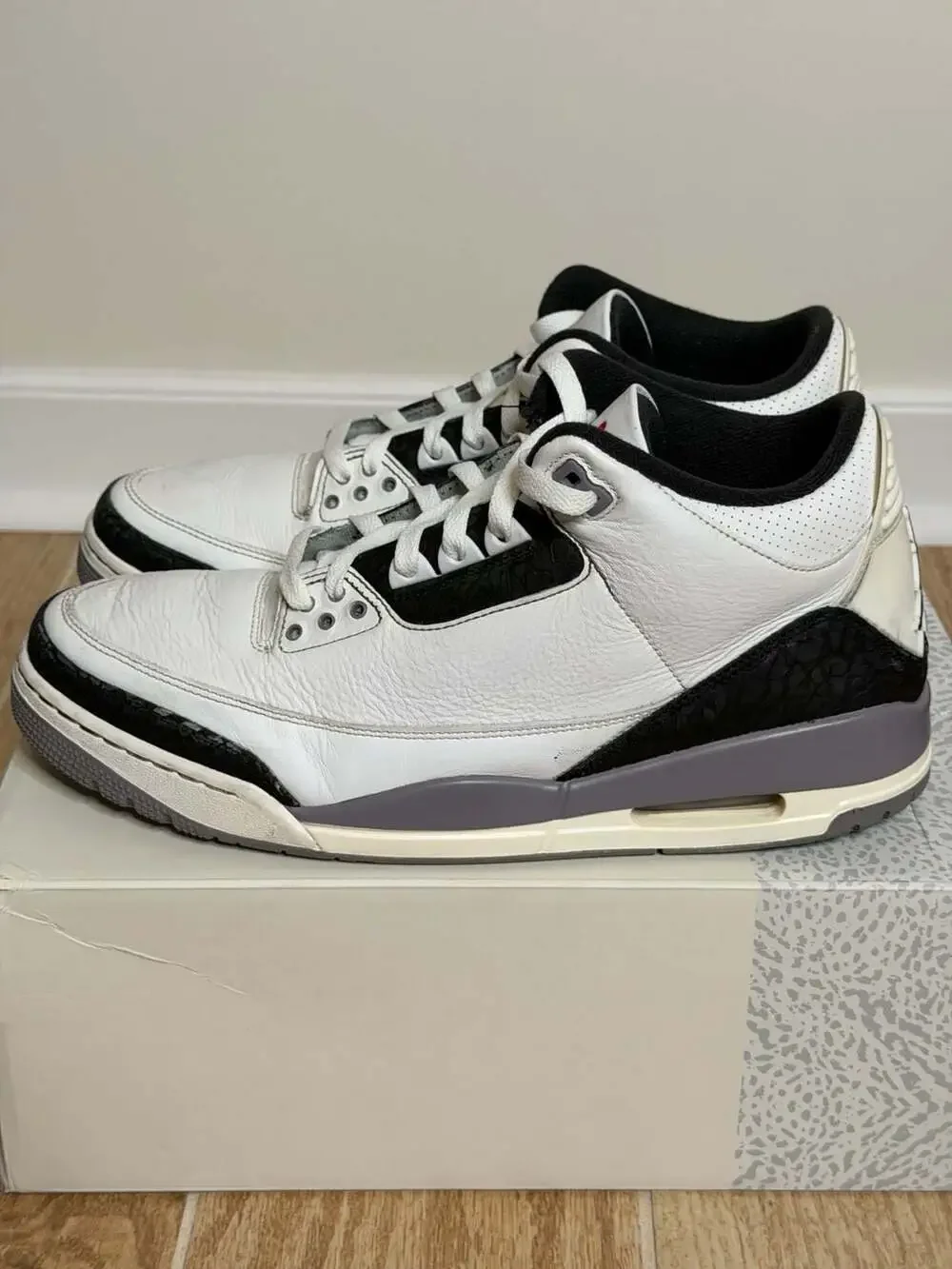 Nike Air Jordan 3 Retro Cement Grey Summit White Fire Red Men's Size 12